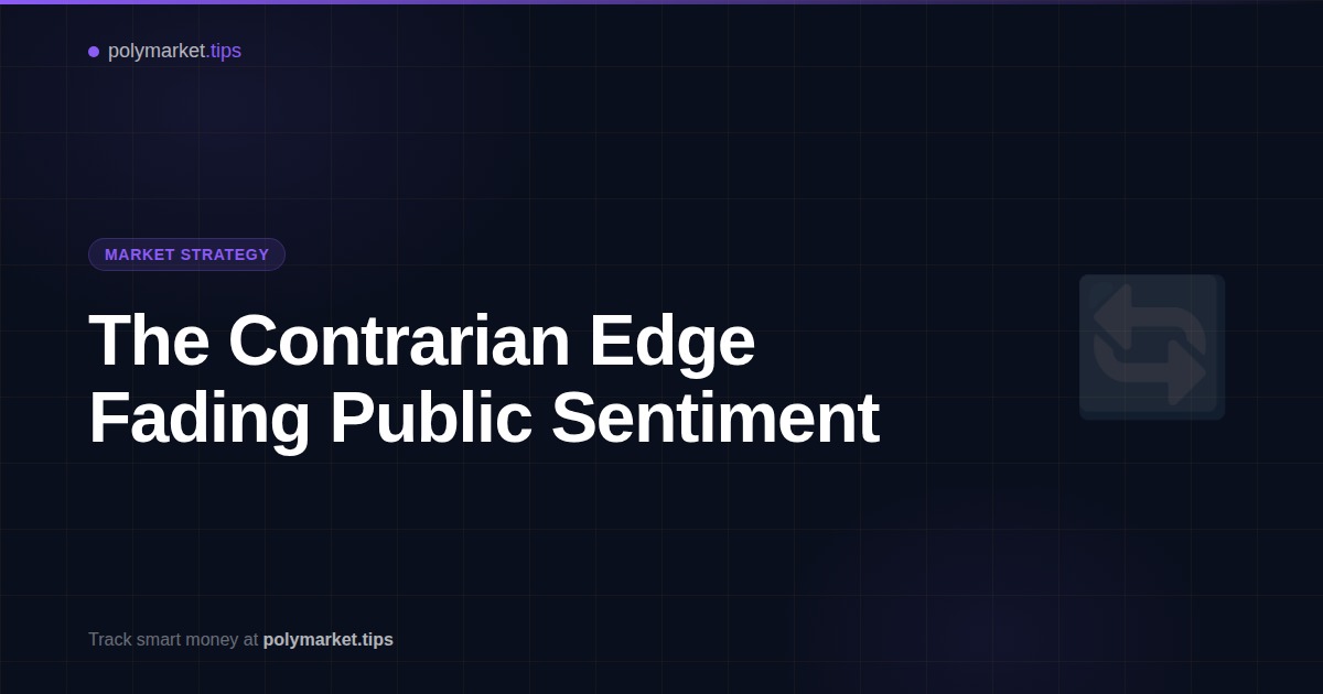 Purple accent graphic representing contrarian trading psychology on Polymarket