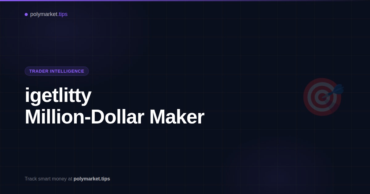 igetlitty Polymarket trader profile showing verified prediction market success